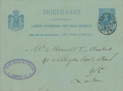 Lot #116 Hugo de Vries: The pioneering Dutch geneticist sends his seeds: 