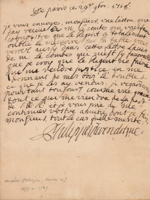 Lot #329 Philippe, Duke of Vendome Letter Signed