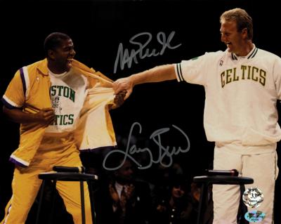 Lot #917 Larry Bird and Magic Johnson Signed