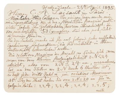 Lot #115 George Cantor Autograph Letter Signed