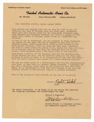 Lot #173 Saint Valentine's Day Massacre: Frank Gusenberg's Colt Detective Special Revolver: Capone rival Frank Gusenberg's Colt Detective Special .38 revolver, recovered from the grisly St. Valentine's Day Massacre site—as seen in a bloody crime scene photo - Image 20
