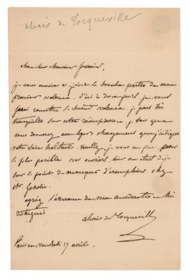 Lot #515 Alexis de Tocqueville: Tocqueville urges