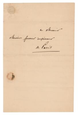 Lot #515 Alexis de Tocqueville: Tocqueville urges the speedy printing of Democracy in America: 