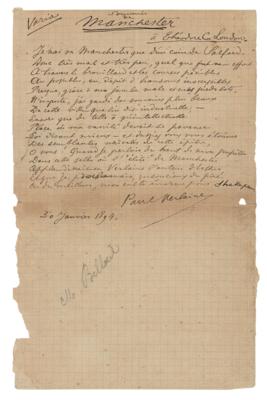 Lot #516 Paul Verlaine Autograph Poem Signed
