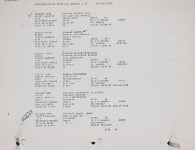 Lot #210 FBI Organized Crime Principal Subject List (1969) Document - Image 2