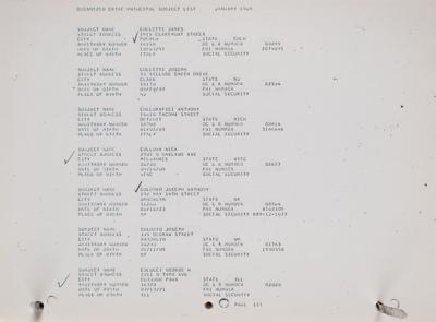 Lot #210 FBI Organized Crime Principal Subject List (1969) Document - Image 3