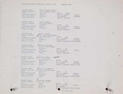 Lot #210 FBI Organized Crime Principal Subject List (1969) Document - Image 4