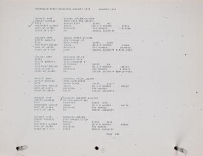 Lot #210 FBI Organized Crime Principal Subject List (1969) Document - Image 5