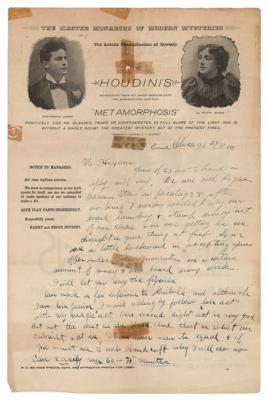 Lot #779 Harry Houdini: His second sight act is