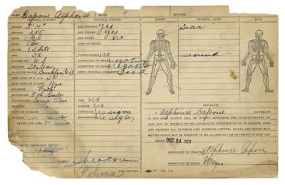 Lot #162 Al Capone and Ralph Capone (2) Signed Inmate Record Cards (1931) - Image 1