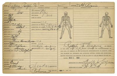 Lot #162 Al Capone and Ralph Capone (2) Signed Inmate Record Cards (1931) - Image 4