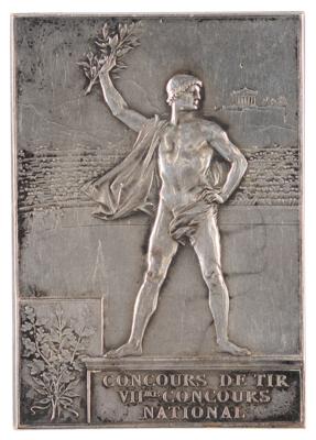 Lot #6010 Paris 1900 Olympics Silvered Bronze Winner's Medal for Shooting - Image 2