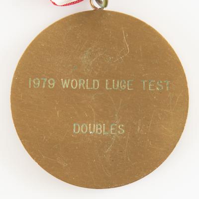 Lot #6329 Lake Placid 1979 Gold Winner's Medal from the World Luge Test - Image 3