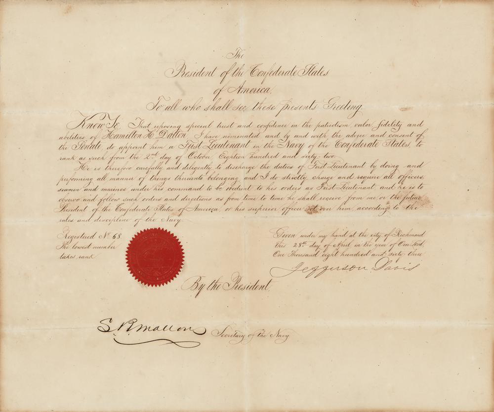 Jefferson Davis Document Signed as President of CSA | RR Auction, image size:1000x834