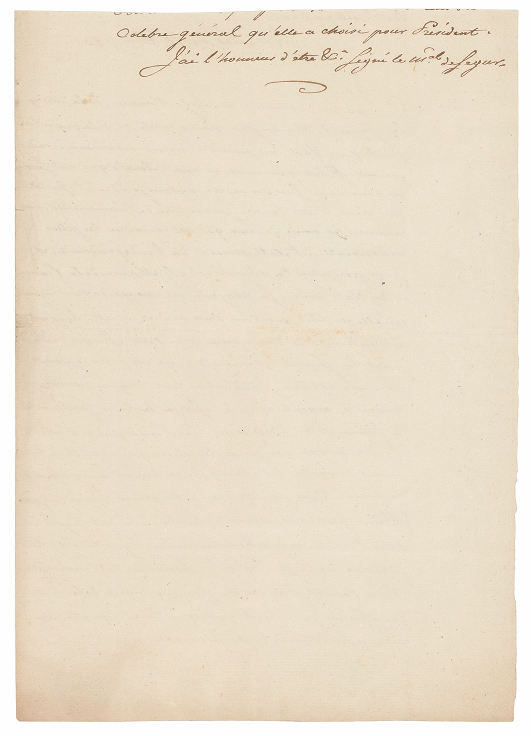 Lot #263 Philippe Henri, Marquis de Segur Manuscript Letter Letter - Image 2