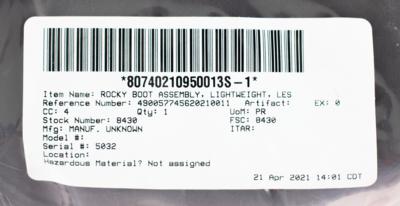Lot #420 STS-133 LES Boot Assembly, Lightweight (Issued as Flight Ready) - Image 3