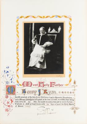 Lot #306 Pope Pius XI Signed Apostolic Benediction - Image 1