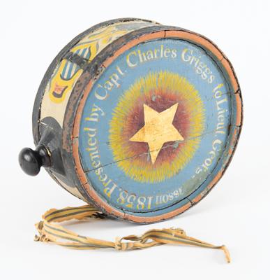 Lot #338 War of 1812 Hand-Painted Captured Wooden Canteen: 