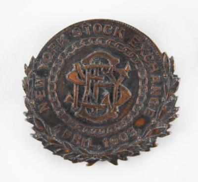 Lot #289 New York Stock Exchange 1903 Badge Badge