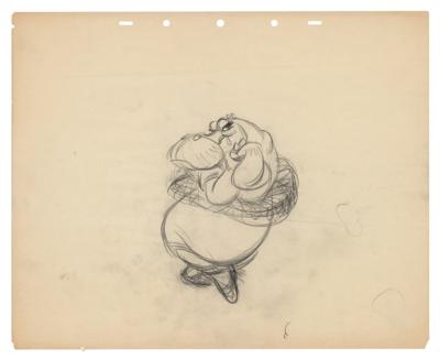 Lot #461 Preston Blair: Hyacinth Hippo (6) production drawings and (2) preliminary background drawings from Fantasia Production Drawings and Preliminary Background Drawings - Image 2