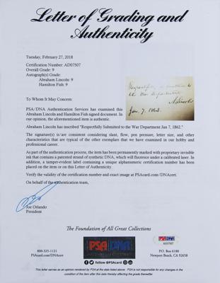 Lot #45 Abraham Lincoln Autograph Endorsement Signed as President for Bull Run Veteran - Image 7