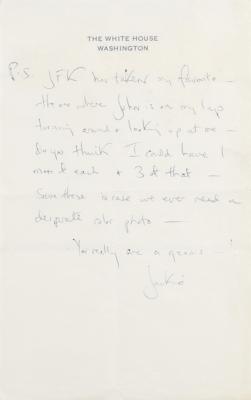Lot #67 Jacqueline Kennedy: Jackie sends sincere thanks to family photographer Mark Shaw: 