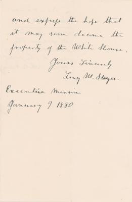 Lot #51 Lucy Hayes Autograph Letter Signed - Image 2