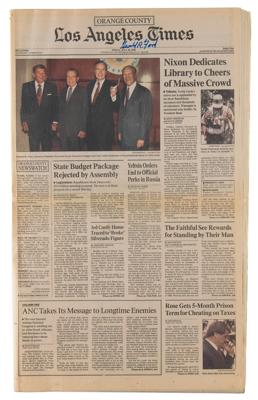 Lot #99 Gerald Ford (4) Signed Newspapers - Image 1
