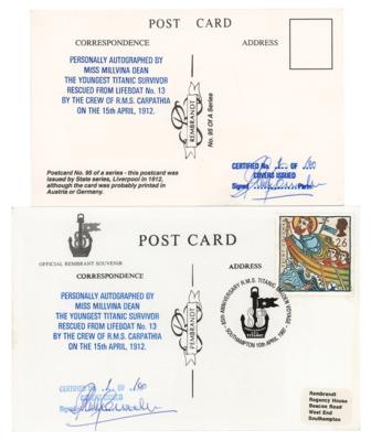 Lot #327 Titanic: Millvina Dean (2) Signed Postcards - Image 2