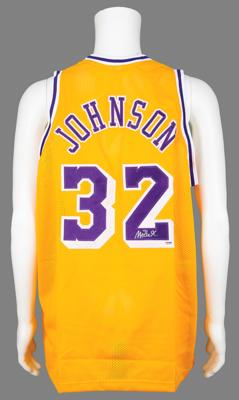 Lot #836 Magic Johnson Signed Basketball Jersey - Image 1
