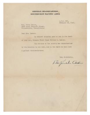 Lot #345 Douglas MacArthur Typed and Signed Letter of Condolence - Image 2