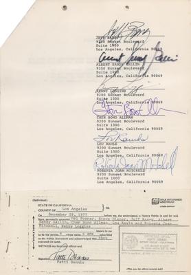 Lot #641 Joni Mitchell Document Signed (includes Cher, Kenny Loggins, and Lou Rawls) - Image 1
