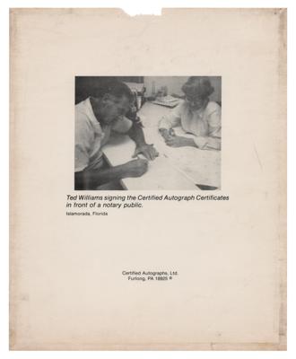 Lot #865 Ted Williams Signed Statistic Sheet - Image 2