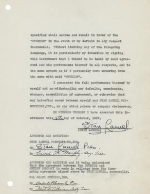 Lot #767 Stan Laurel and Hal Roach Document Signed (Twice by Laurel) - Image 2