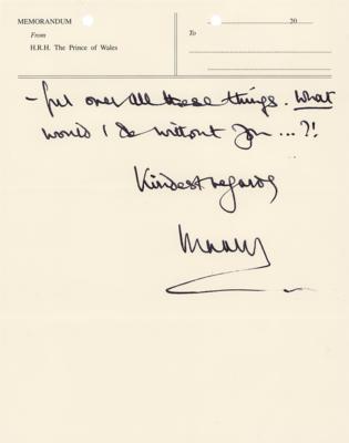 Lot #208 King Charles III: Charles pitches a two-for-one marketing strategy for Duchy Originals: 