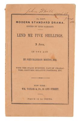 Lot #218 John Wilkes Booth Signed One-Act Play - Image 1