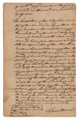 Lot #172 Lewis Morris Autograph Document Signed Twice - Image 1