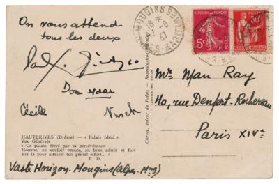 Lot #431 Pablo Picasso and Paul Eluard Signed Postcard to Man Ray - Image 1