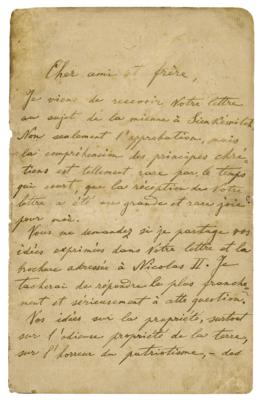 Lot #492 Leo Tolstoy Letter Signed on Politics and Religion - Image 2