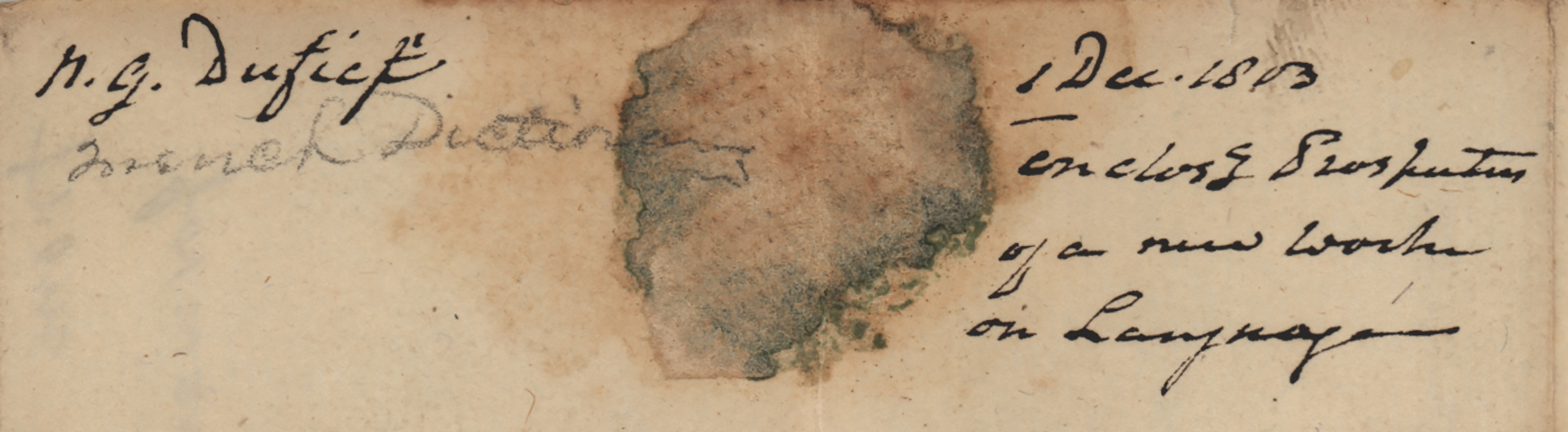 Lot #241 Aaron Burr Hand-Docketed Letter by Nicolas G. Dufief - Image 3