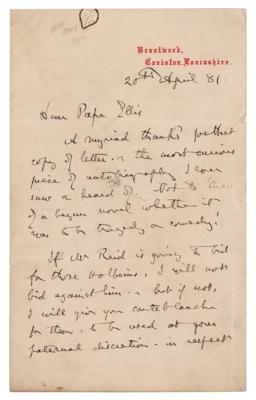 Lot #532 John Ruskin: Ruskin prepares his bid: A