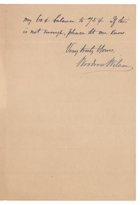 Lot #171 Woodrow Wilson: Wilson solicits bound back issues of Harper's and the Atlantic: 