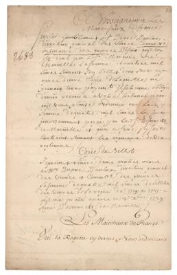 Lot #386 Claude Louis Hector de Villars Letter Signed - Image 1