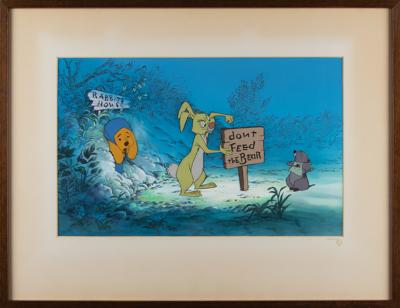 Lot #463 Winnie the Pooh production cel and key master background from Winnie the Pooh and the Honey Tree: Superb key master set-up from Winnie the Pooh and the Honey Tree, presented by the Rabbit voice actor - Image 4