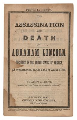 Lot #46 Abraham Lincoln Assassination Booklet by Abott A. Abott - Image 1