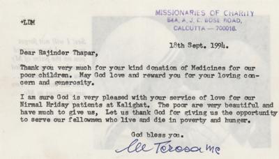 Lot #194 Mother Teresa: 