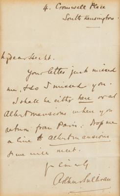 Lot #579 Arthur Sullivan Autograph Letter Signed - Image 2