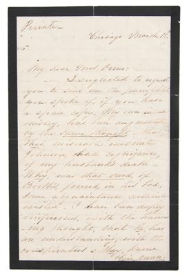 Lot #43 Mary Todd Lincoln: Mary Todd implicates President Johnson in the Lincoln assassination conspiracy: 