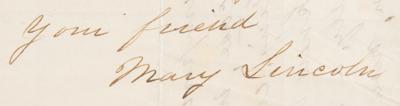 Lot #43 Mary Todd Lincoln: Mary Todd implicates President Johnson in the Lincoln assassination conspiracy: 