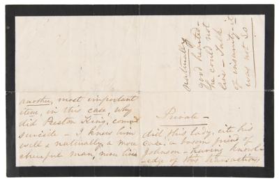 Lot #43 Mary Todd Lincoln: Mary Todd implicates President Johnson in the Lincoln assassination conspiracy: 